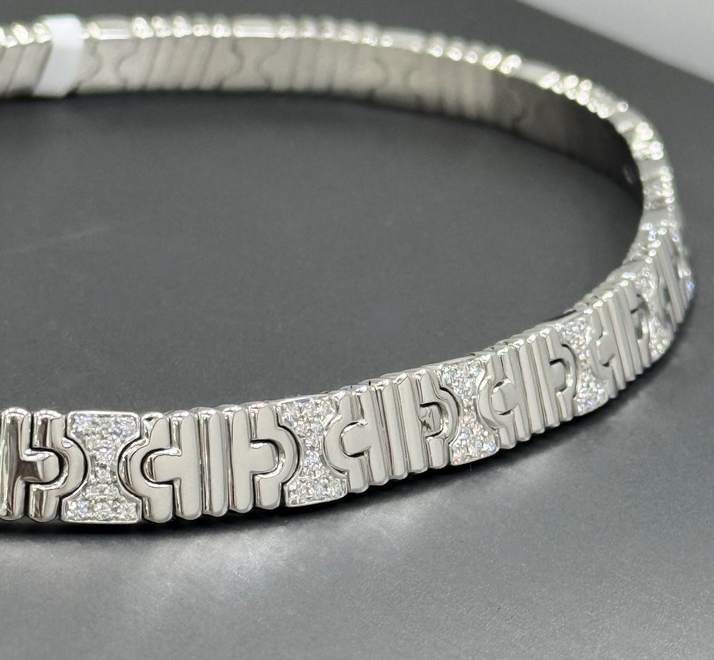 Vintage 18K White Gold Bulgari Parentesi Necklace, 137.7gm, 16 Inches (Pre-owned)