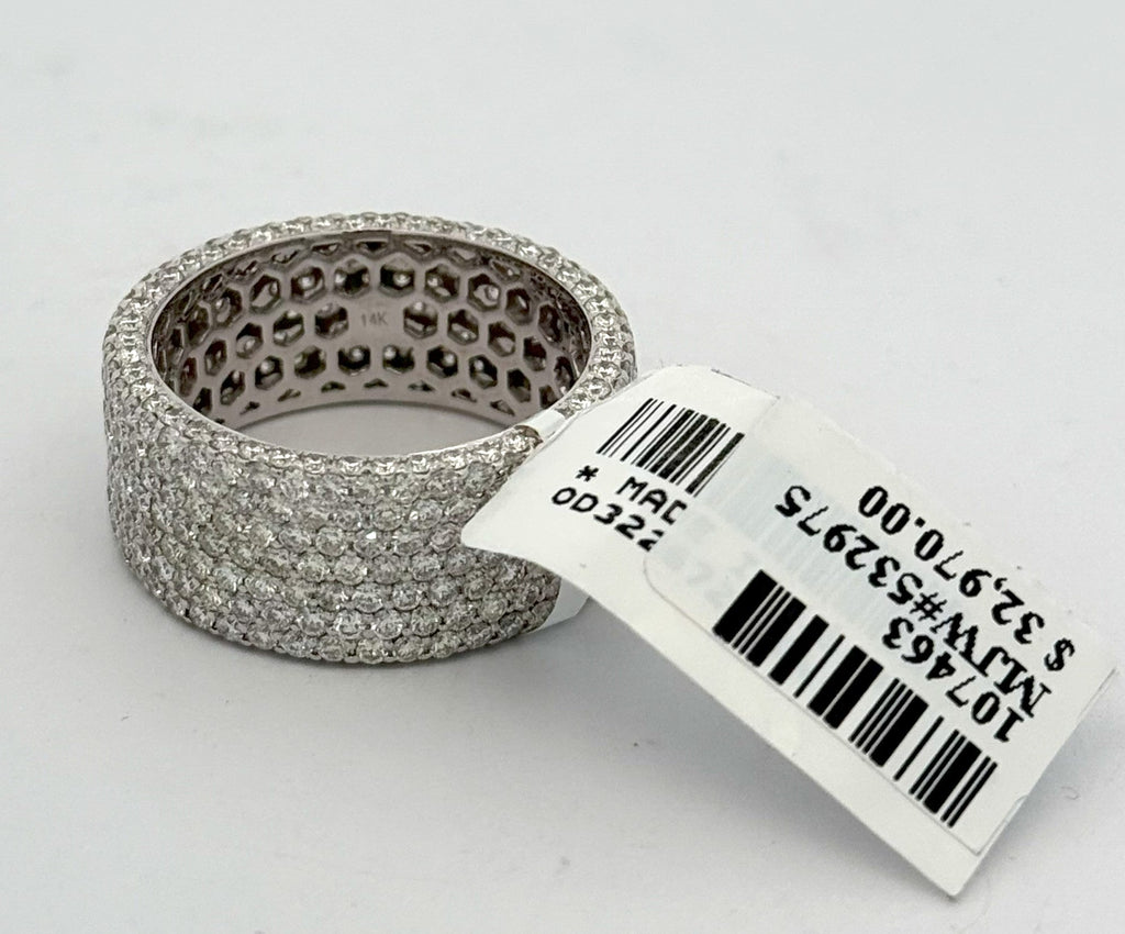14k White Gold 7.5CT Diamond Men's Pave Band, 9.4g, Size 11.25, S107463