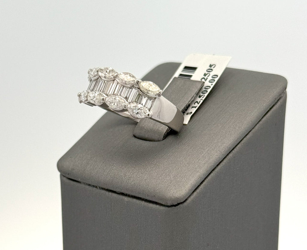 Platinum 1.50CT Baguette & Marquise Diamond Ring, 8.0gm, Size 6.5 S108365