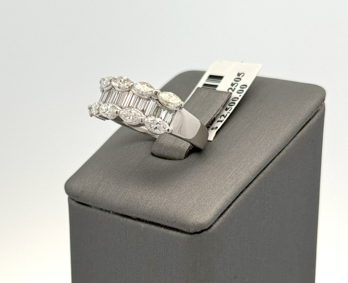 Platinum 1.50CT Baguette & Marquise Diamond Ring, 8.0gm, Size 6.5 S108365