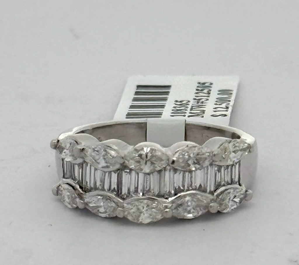 Platinum 1.50CT Baguette & Marquise Diamond Ring, 8.0gm, Size 6.5 S108365