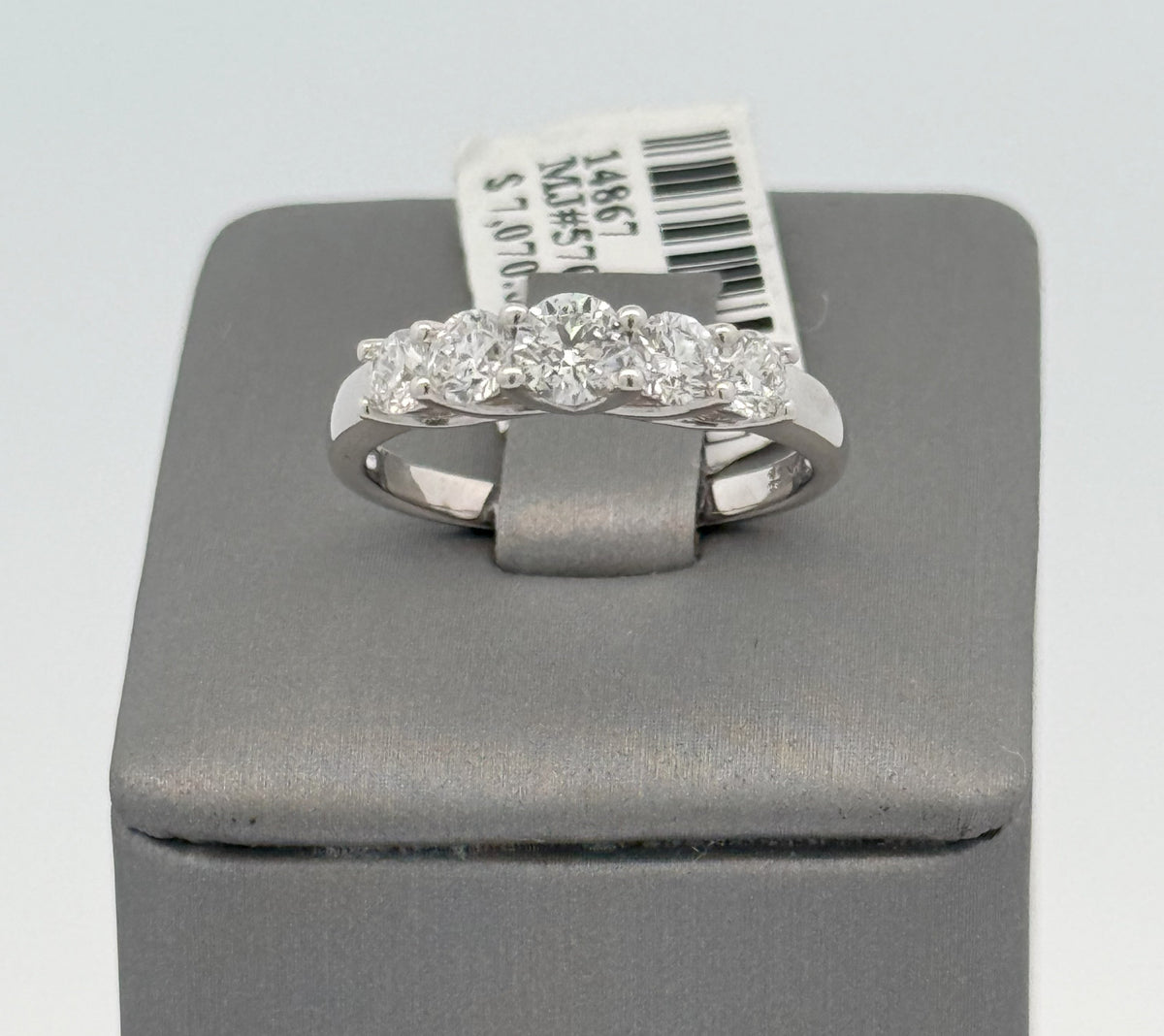 14k White Gold 1.15CT Round Diamond Ring, 2.8gm, Size 7.5 S14867