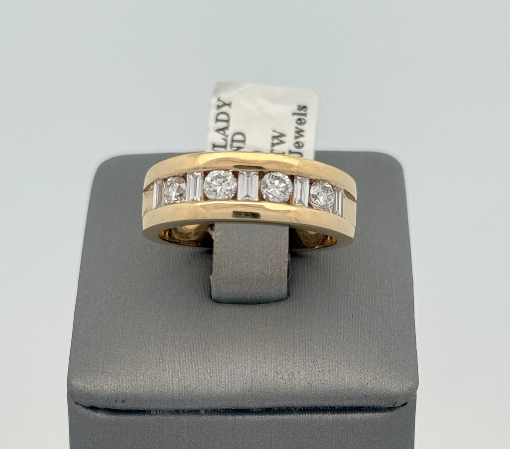 14k Yellow Gold 1.25 CT Cut Diamond Ladies Band, 8.6gm, Size 8.5, S14431