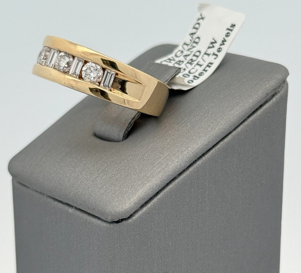 14k Yellow Gold 1.25 CT Cut Diamond Ladies Band, 8.6gm, Size 8.5, S14431