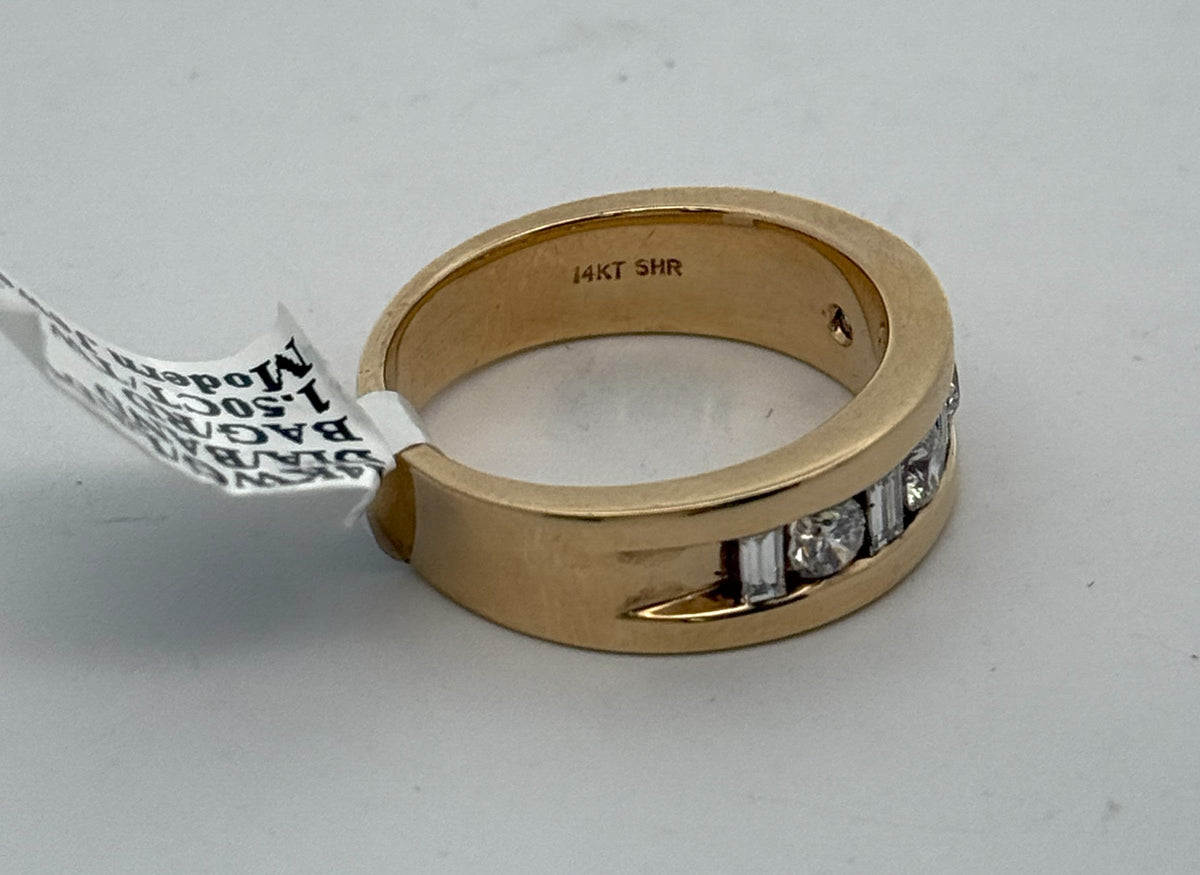 14k Yellow Gold 1.25 CT Cut Diamond Ladies Band, 8.6gm, Size 8.5, S14431