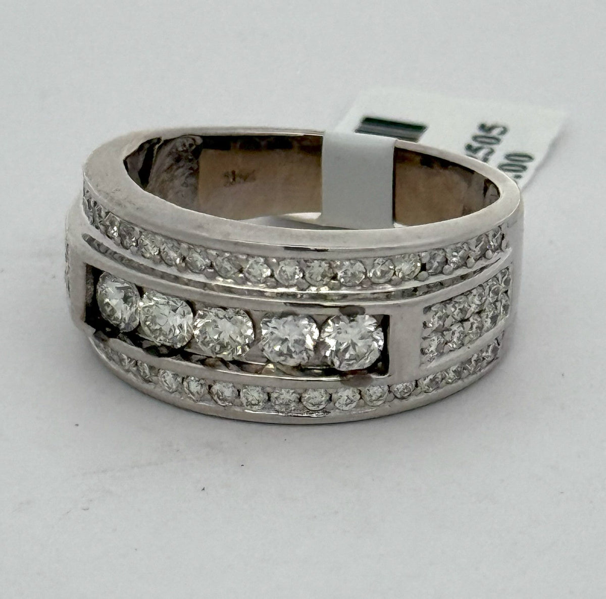 14k White Gold 1.75 CT Diamond Men's Band, 8.8gm, Size 9.5, S108306