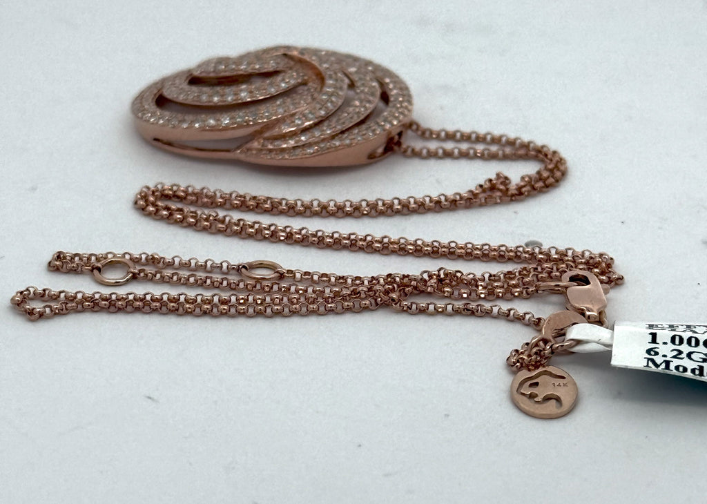 Effy 14k Rose Gold 0.75 Ct Diamond Pendant Necklace, 6.2gm, S108413
