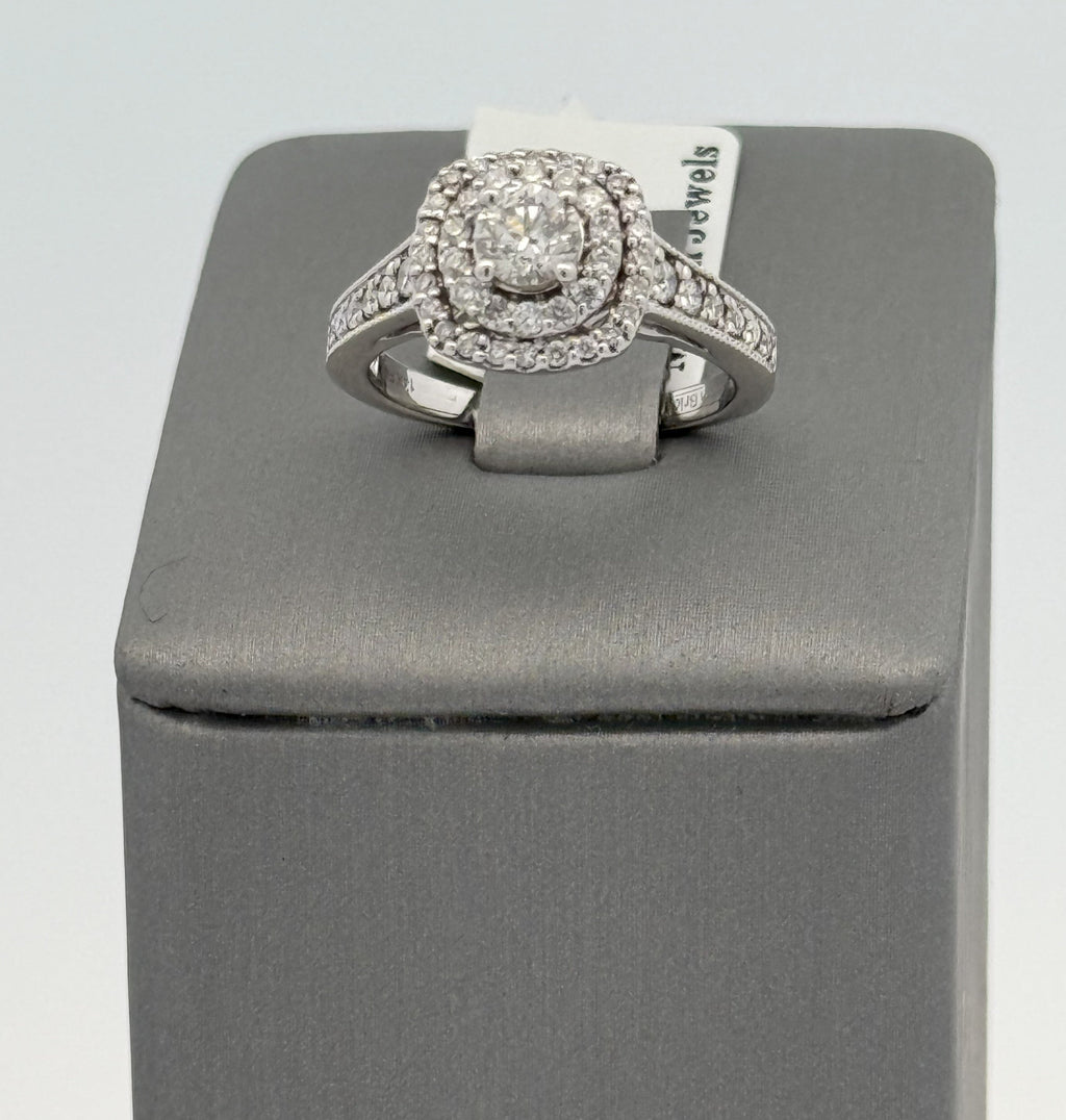 14K White Gold 0.75 CT Diamond Engagement ring, Size 5, 3.9g S14701
