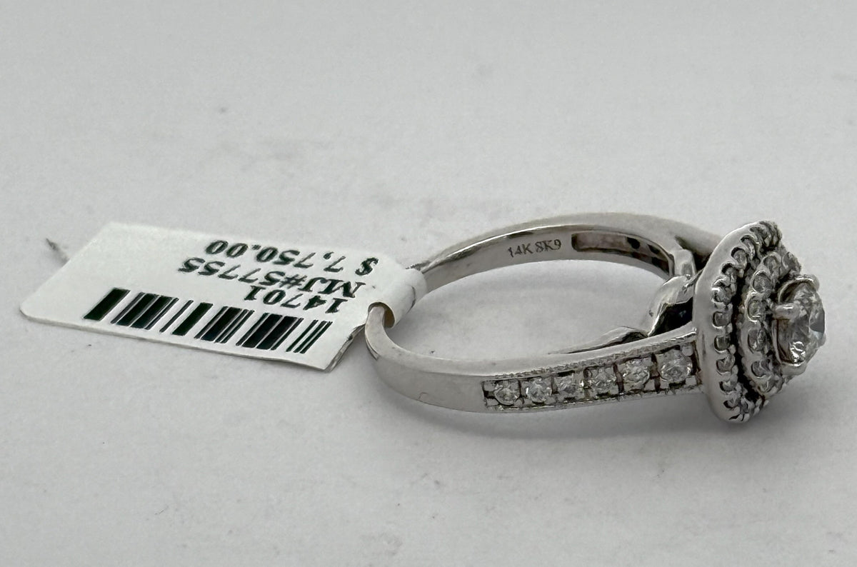 14K White Gold 0.75 CT Diamond Engagement ring, Size 5, 3.9g S14701