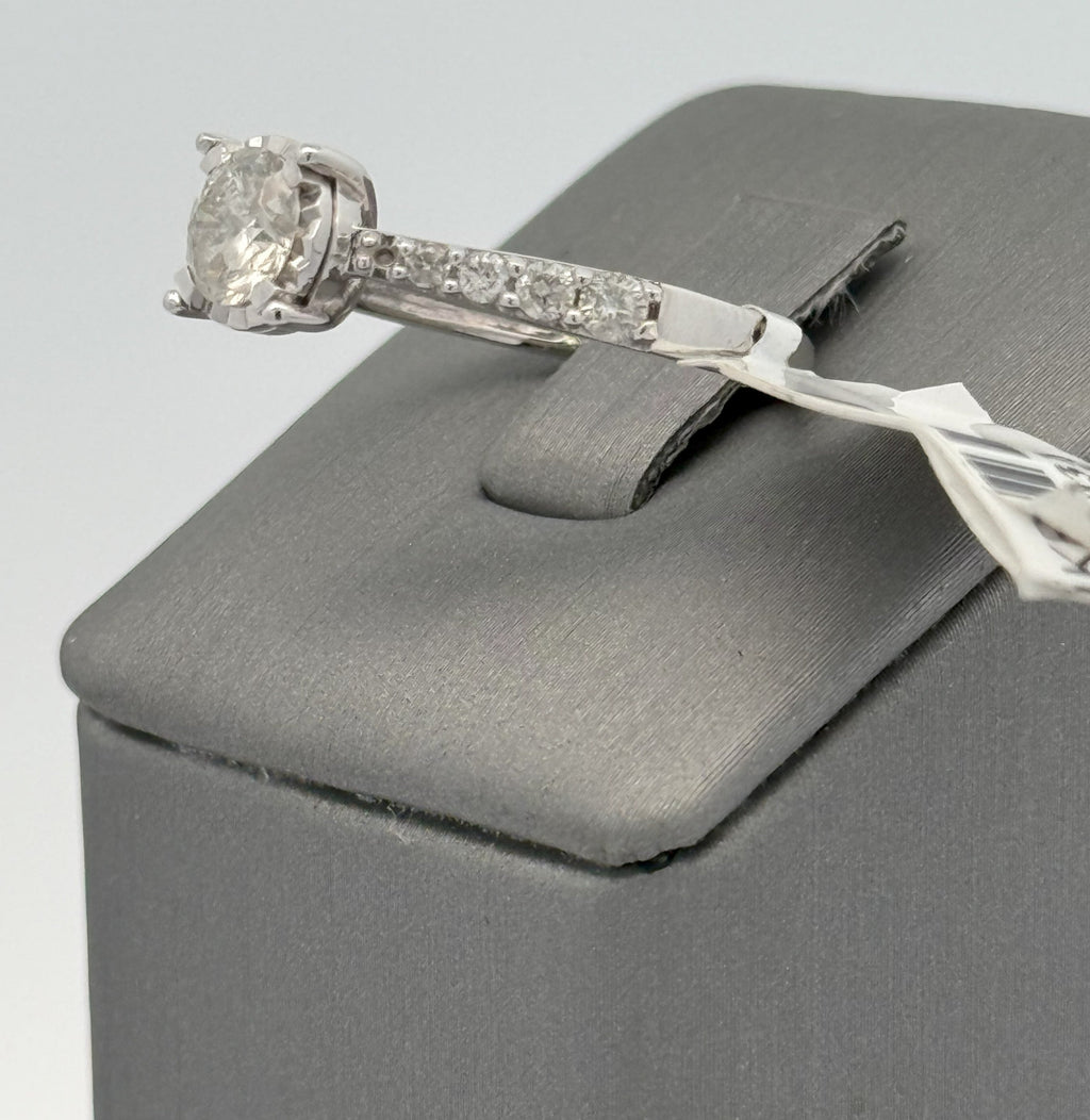 14k White Gold 0.90 CT Diamond Engagement Ring, 3.2g, Size 7, S15031