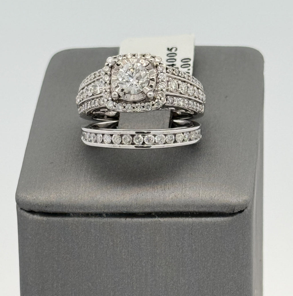 14k White Gold 1.75 CT Diamond Engagement Ring Set, 8.0gm, Size 4.5, S108015