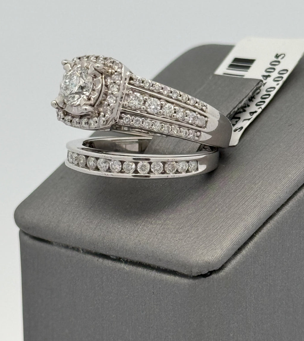 14k White Gold 1.75 CT Diamond Engagement Ring Set, 8.0gm, Size 4.5, S108015