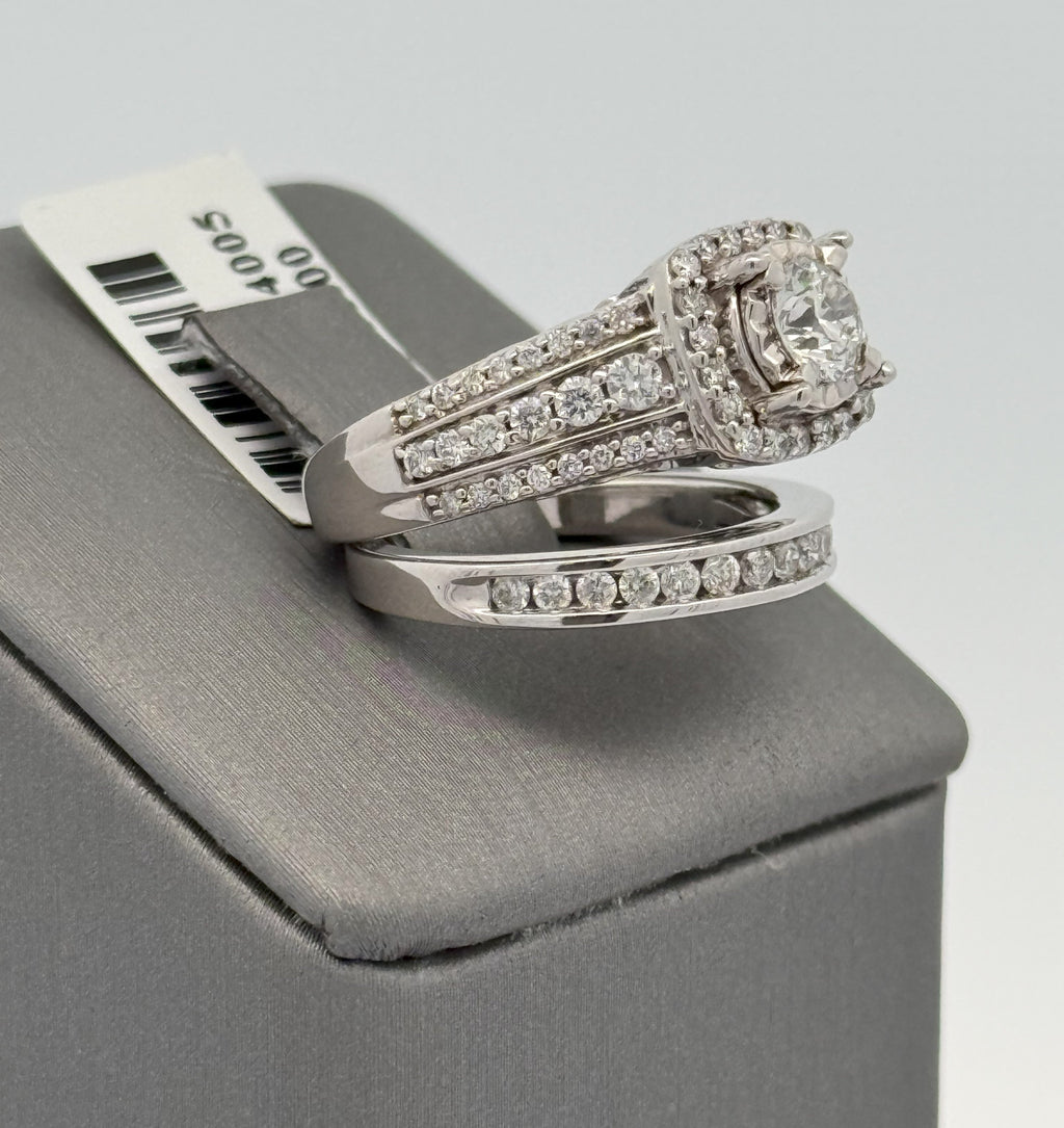 14k White Gold 1.75 CT Diamond Engagement Ring Set, 8.0gm, Size 4.5, S108015