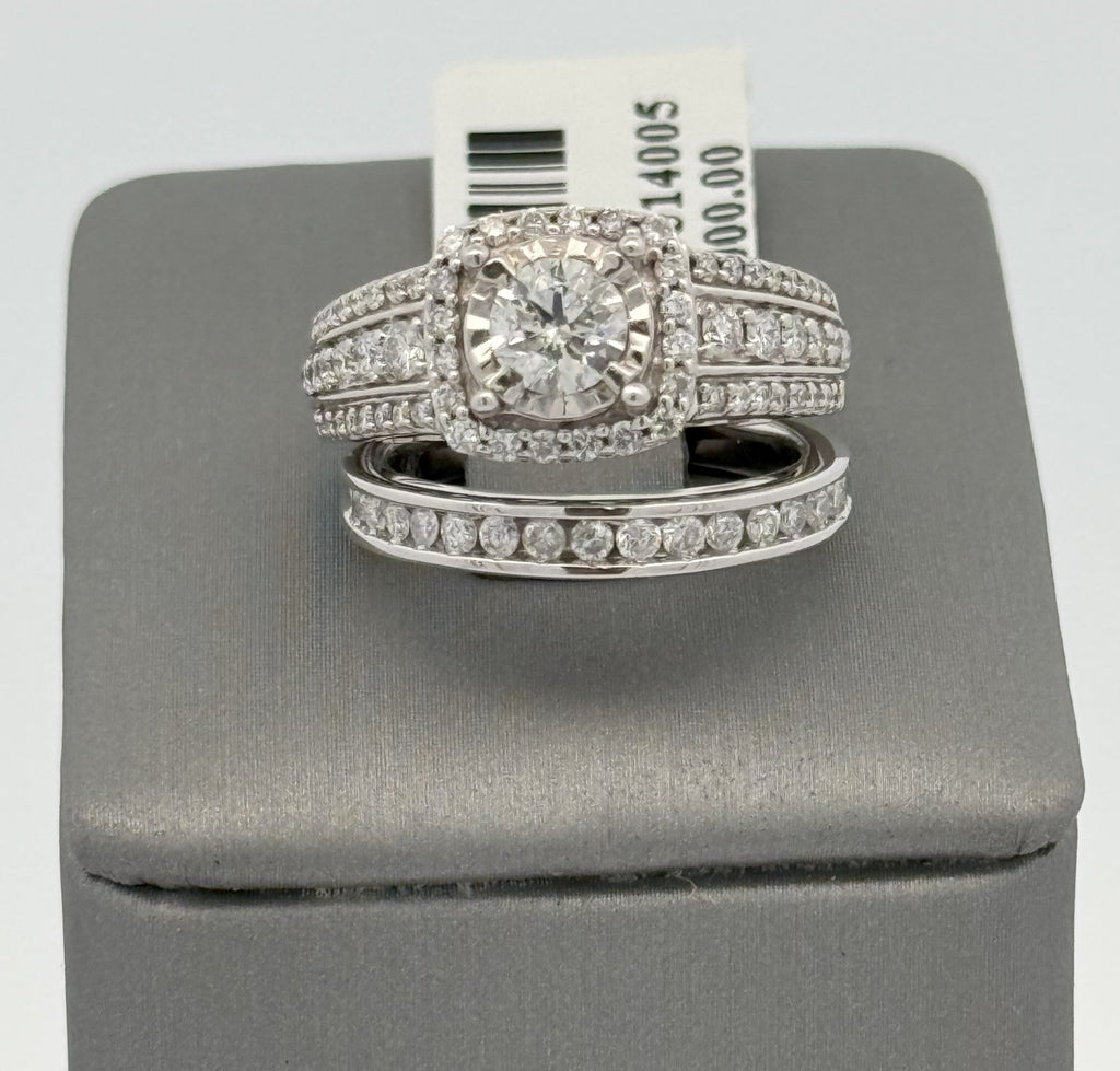 14k White Gold 1.75 CT Diamond Engagement Ring Set, 8.0gm, Size 4.5, S108015