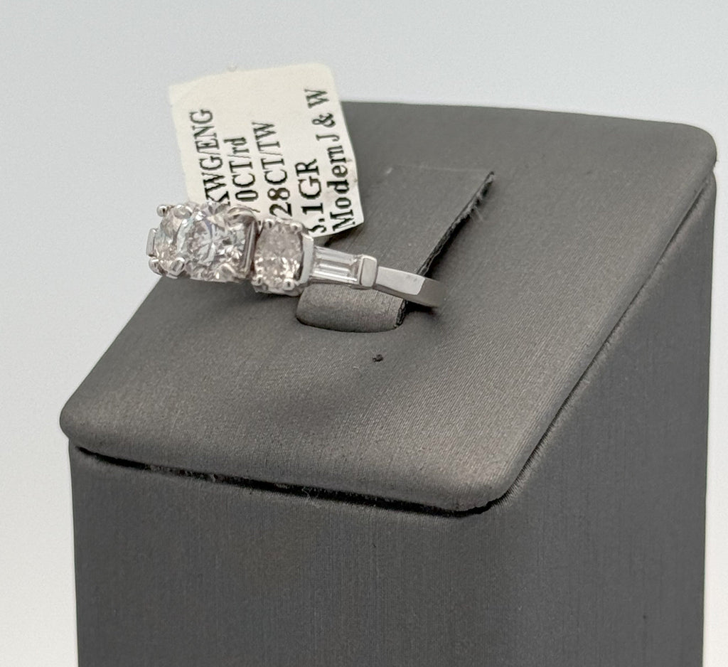 14k White Gold 1.00 CT  Diamond Engagement Ring, 3.0gm, Size 6.5, S101775