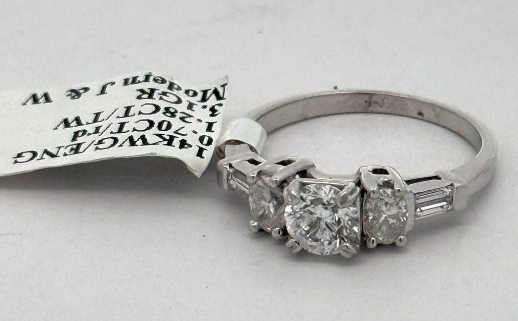 14k White Gold 1.00 CT  Diamond Engagement Ring, 3.0gm, Size 6.5, S101775