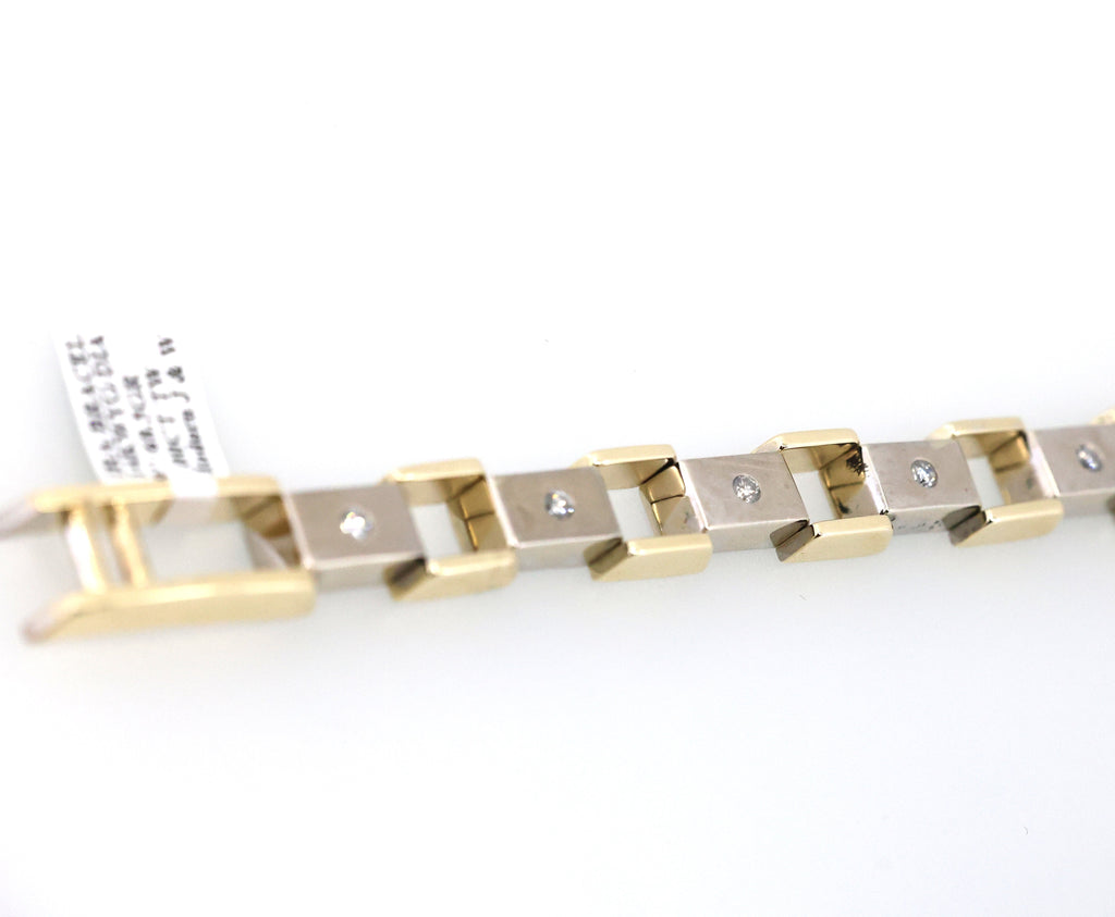 14k  White & Yellow Gold Fancy Men's Bracelet, 68.5gm, 9", S108846