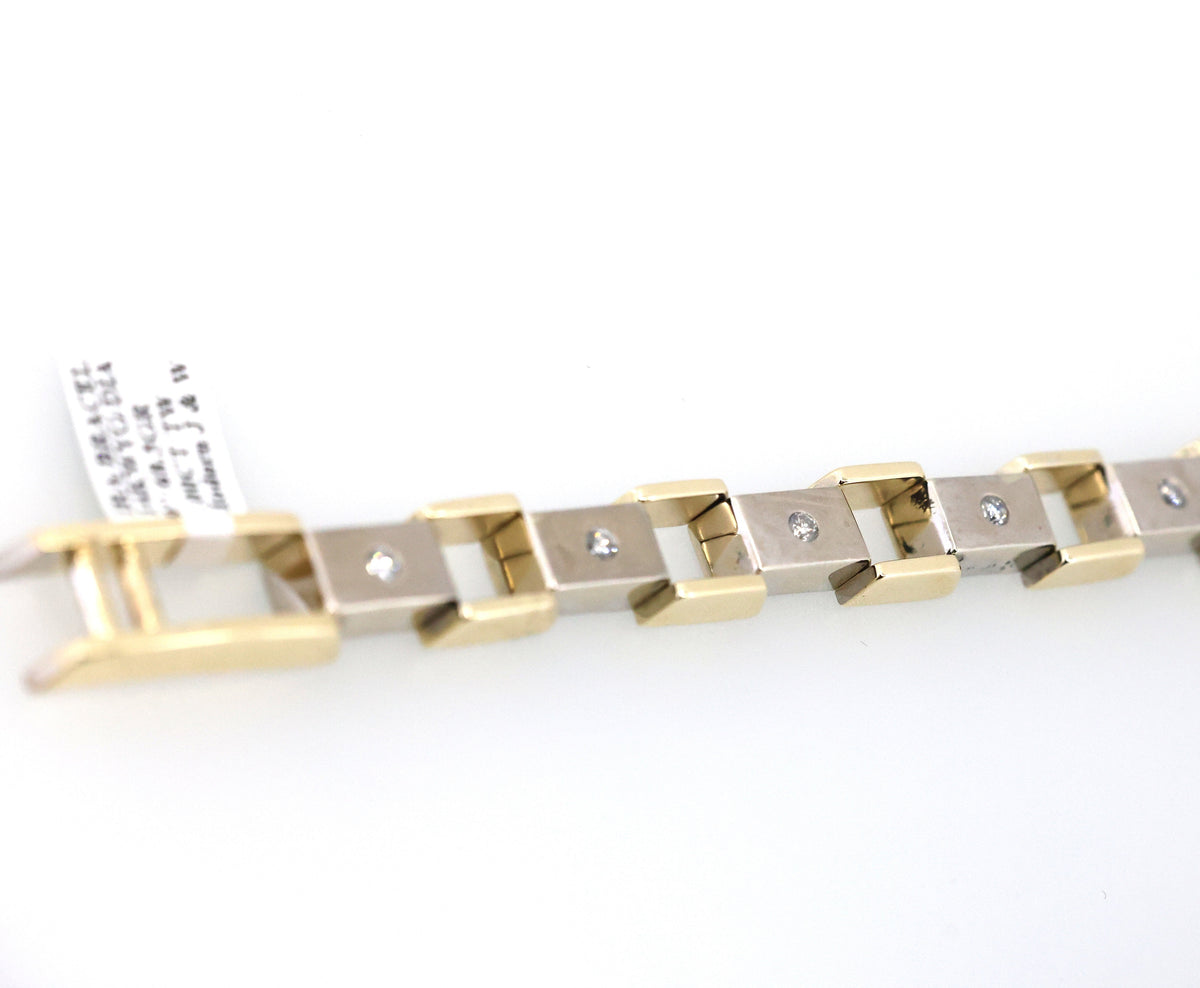 14k  White & Yellow Gold Fancy Men's Bracelet, 68.5gm, 9", S108846