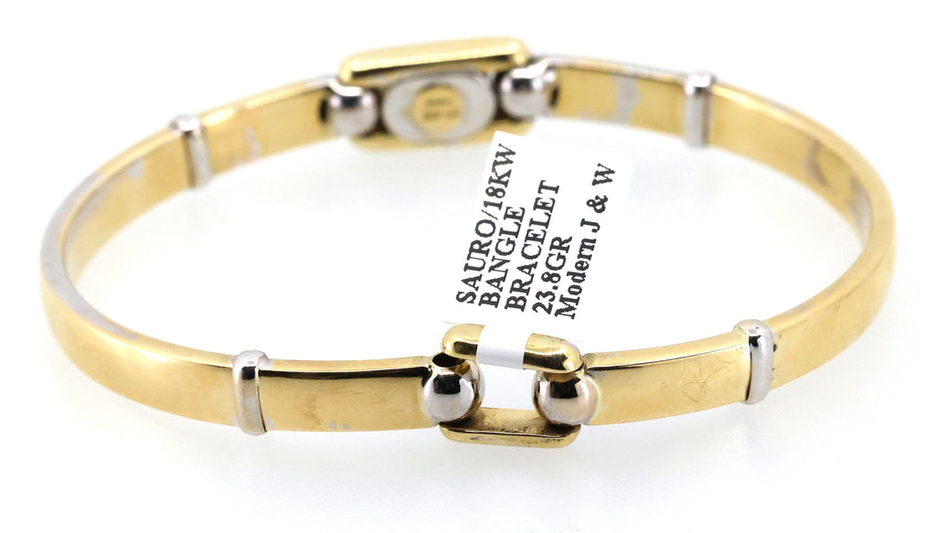 Sauro 18k White & Yellow Gold Bangle Bracelet 23.8g, S108850