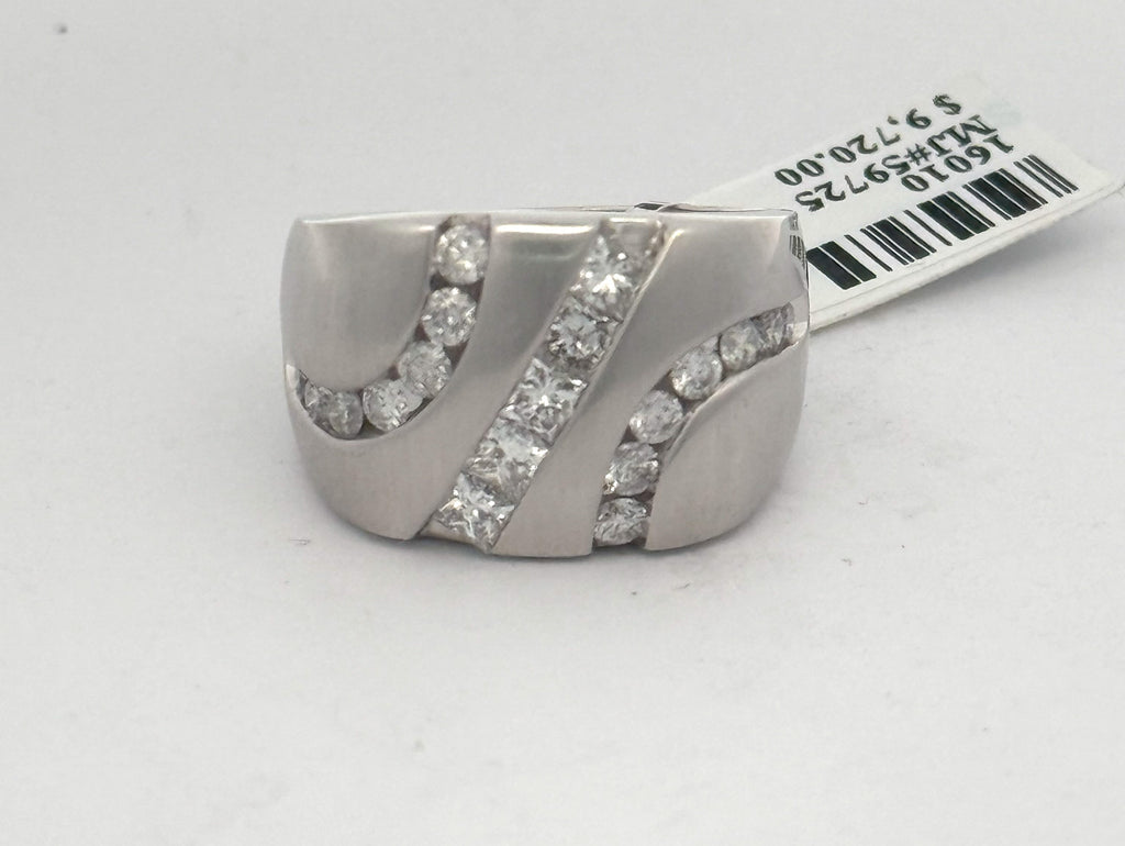10k White Gold 1.60CT Diamond Men's Wedding Band, 8.8g, Size 10, S16010