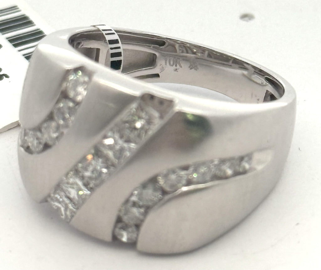 10k White Gold 1.60CT Diamond Men's Wedding Band, 8.8g, Size 10, S16010