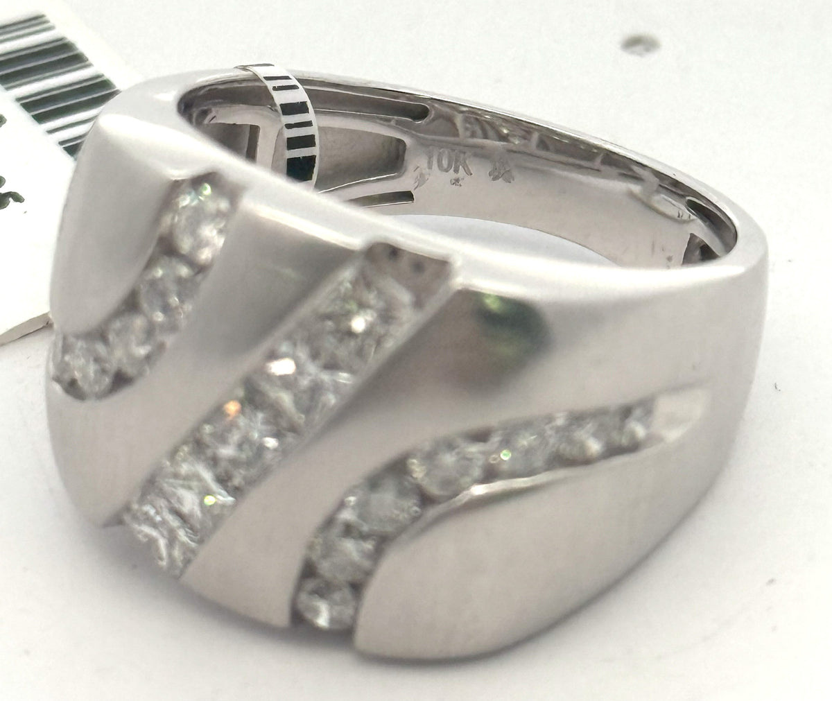 10k White Gold 1.60CT Diamond Men's Wedding Band, 8.8g, Size 10, S16010