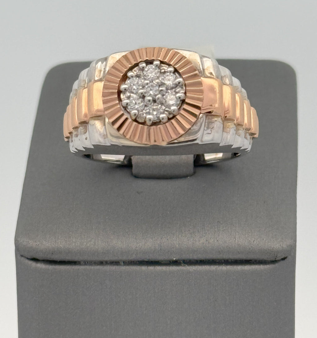 14k Two Tone Gold 0.25 CT Diamond Men's Fancy Band, S104819