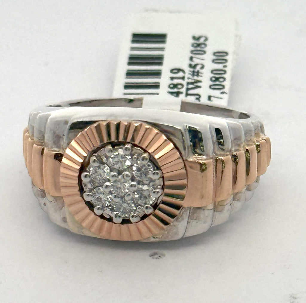 14k Two Tone Gold 0.25 CT Diamond Men's Fancy Band, S104819