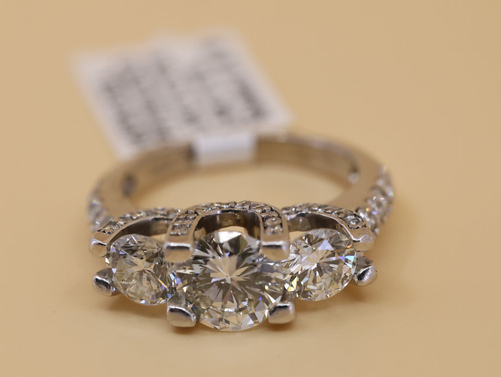 14k White Gold 2.95CT Diamond Engagement Ring, 5.0g, Size 5.5, S108852