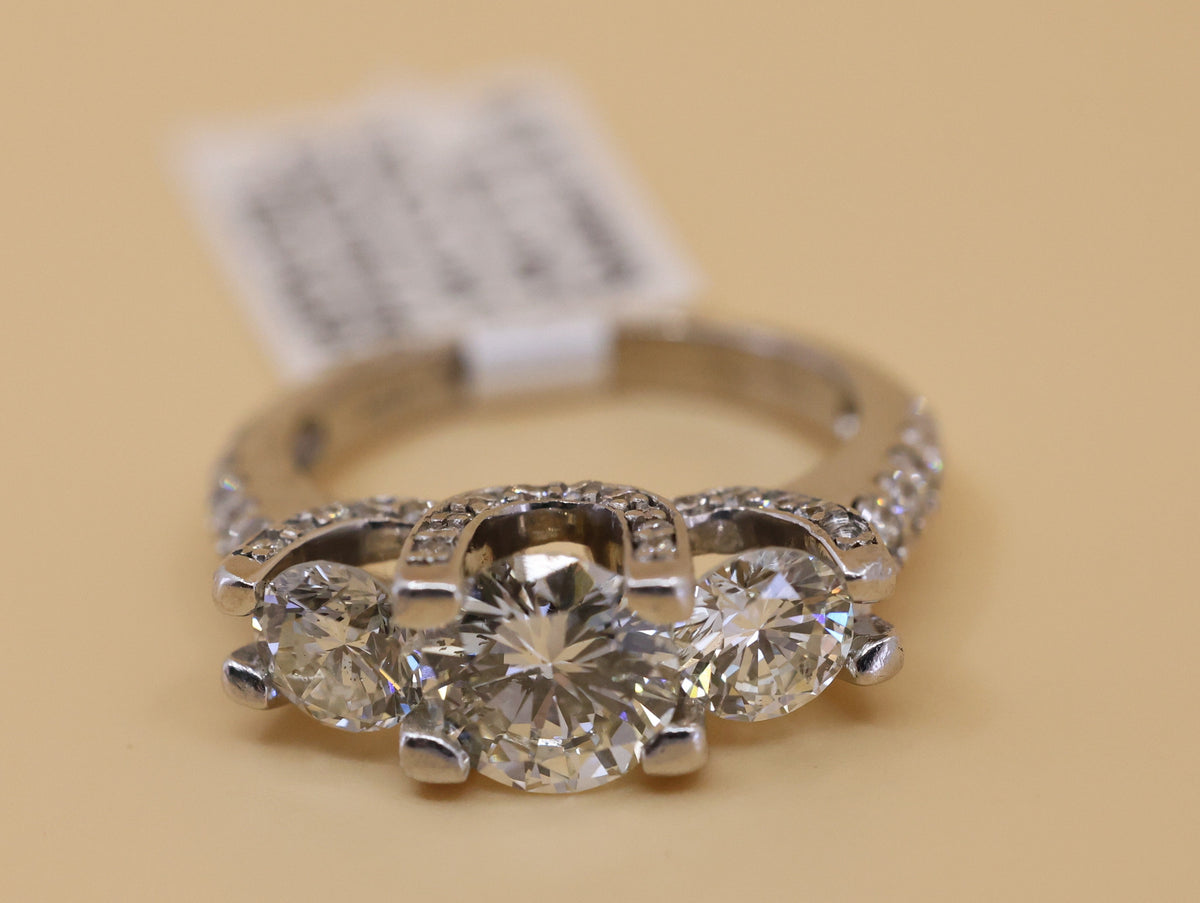 14k White Gold 2.95CT Diamond Engagement Ring, 5.0g, Size 5.5, S108852