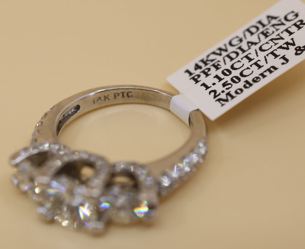 14k White Gold 2.95CT Diamond Engagement Ring, 5.0g, Size 5.5, S108852