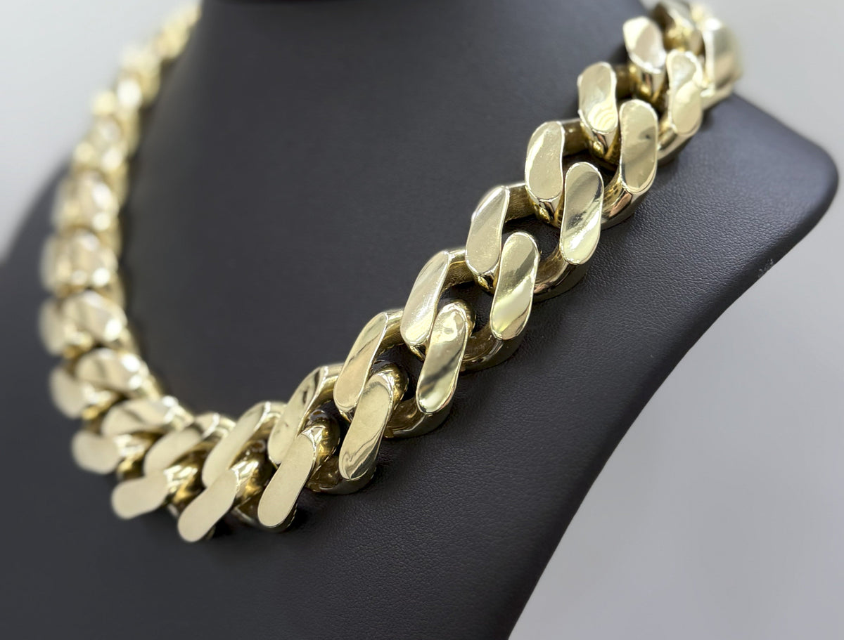 10k Yellow Gold Holl Cuban Link Chain necklace, 20", 82g, S108437