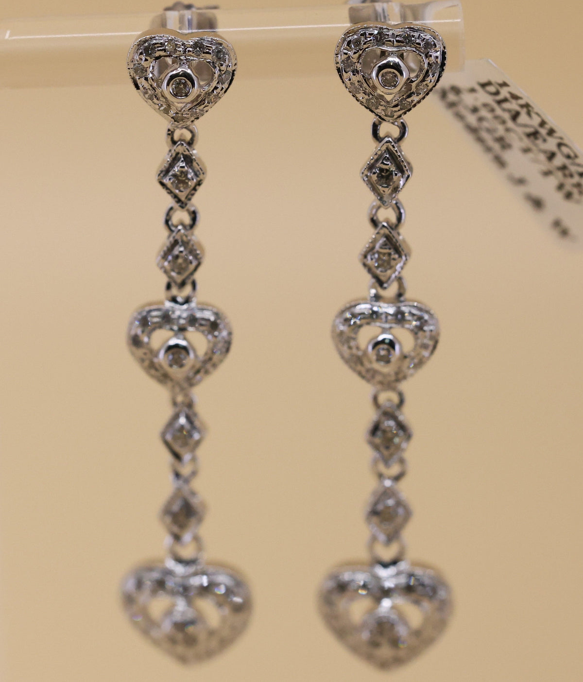 14k White Gold Fancy Drop Earrings, 6.5g, S108843