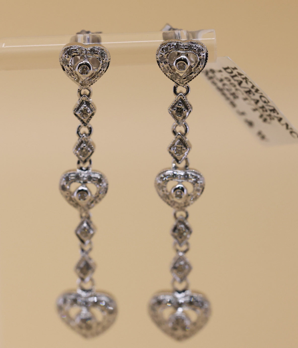 14k White Gold Fancy Drop Earrings, 6.3g, S108845