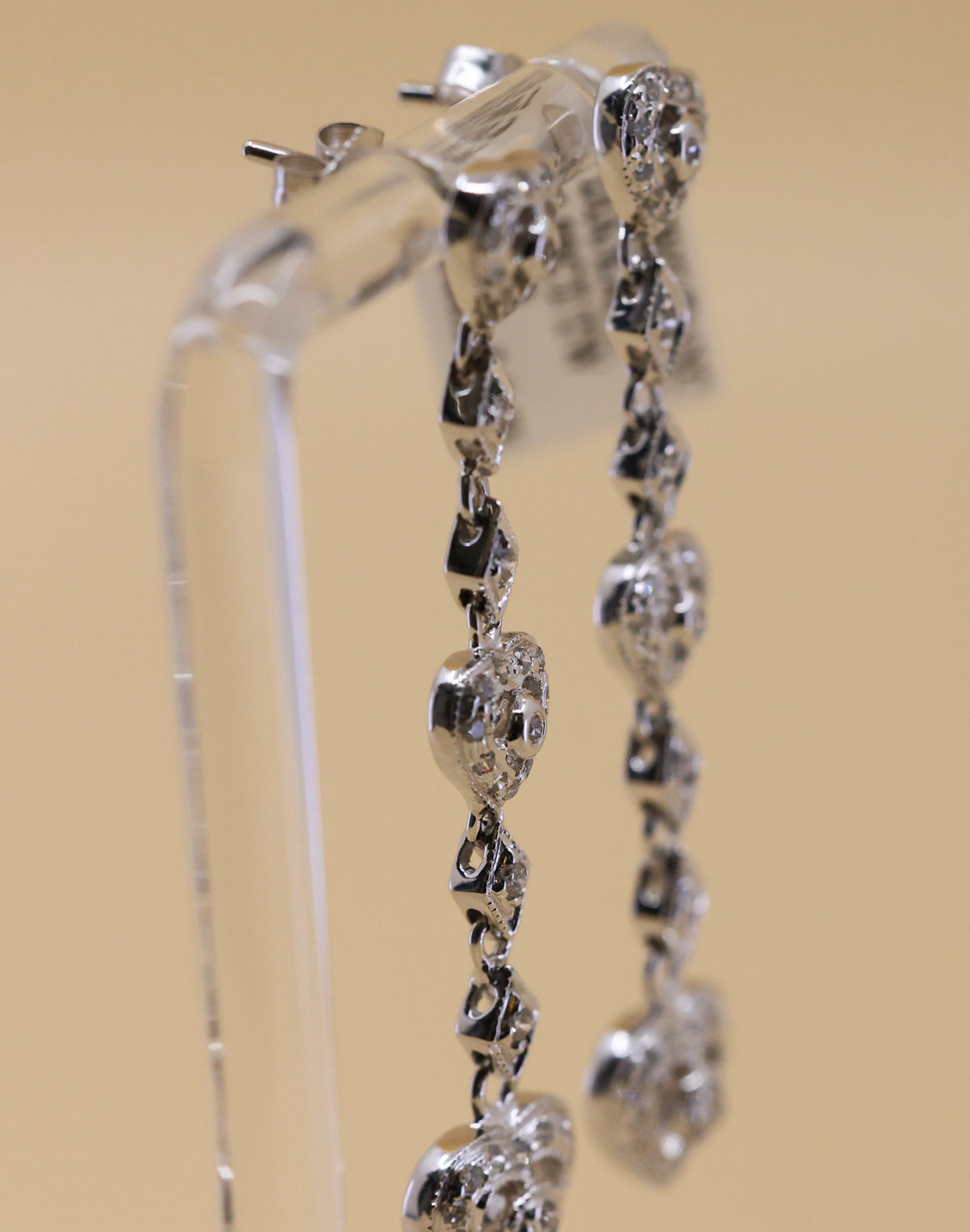14k White Gold Fancy Drop Earrings, 6.5g, S108843