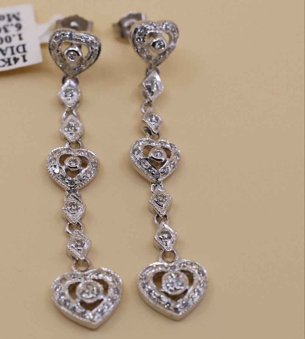 14k White Gold Fancy Drop Earrings, 6.5g, S108843