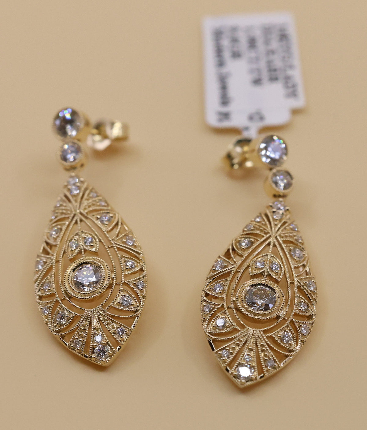 14k Yellow Gold Fancy Drop Earrings, 9.0g, S16825