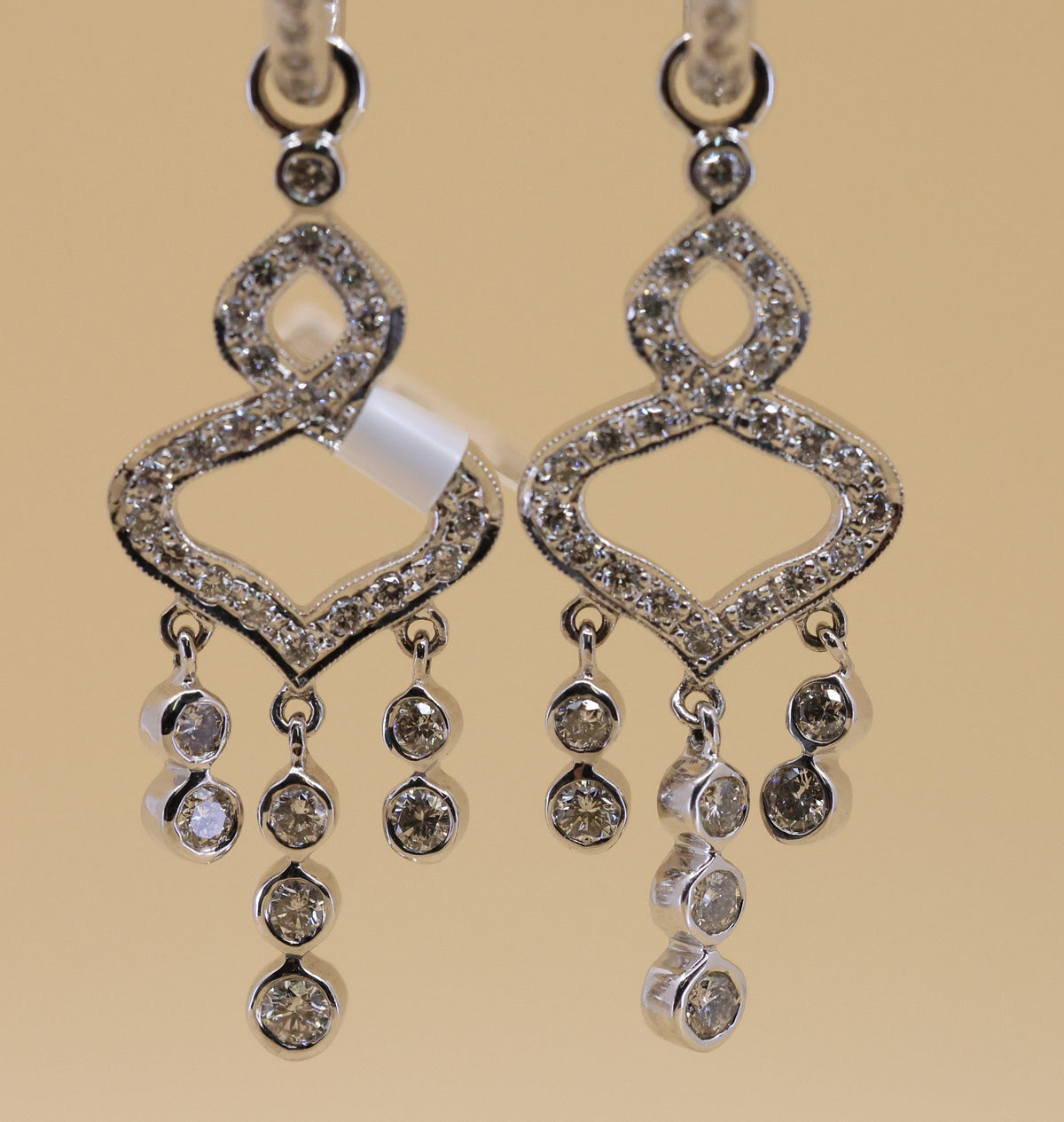 14k White Gold Fancy Drop Earrings, 9.7g, S108842