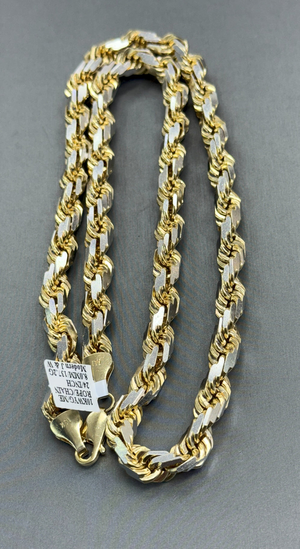 10k Two Tone Gold Men's Rope Chain, Weight 137.2 grams , Length 24" S108462
