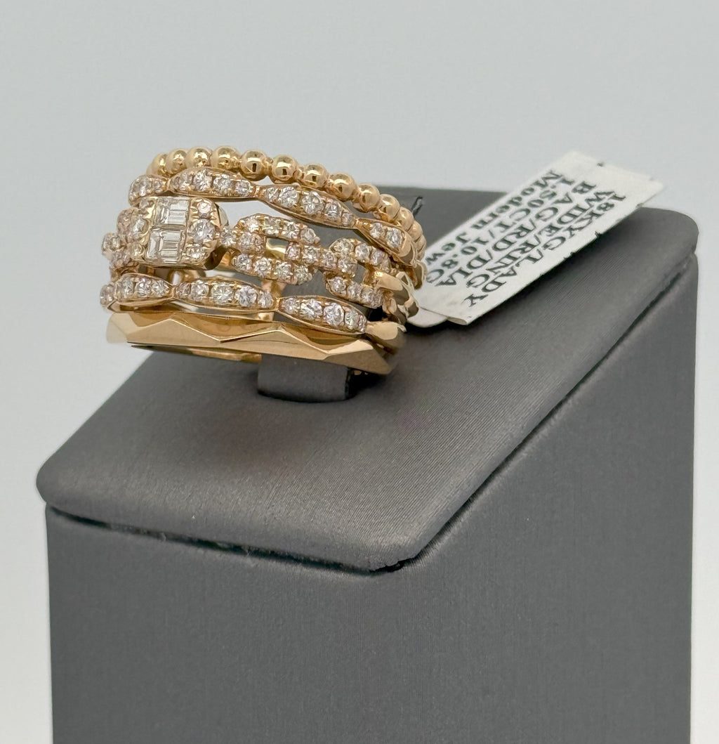 18k Yellow Gold 1.50CT Baguette & Round Diamond Ring, 10.8gm, size 6.5, S16589