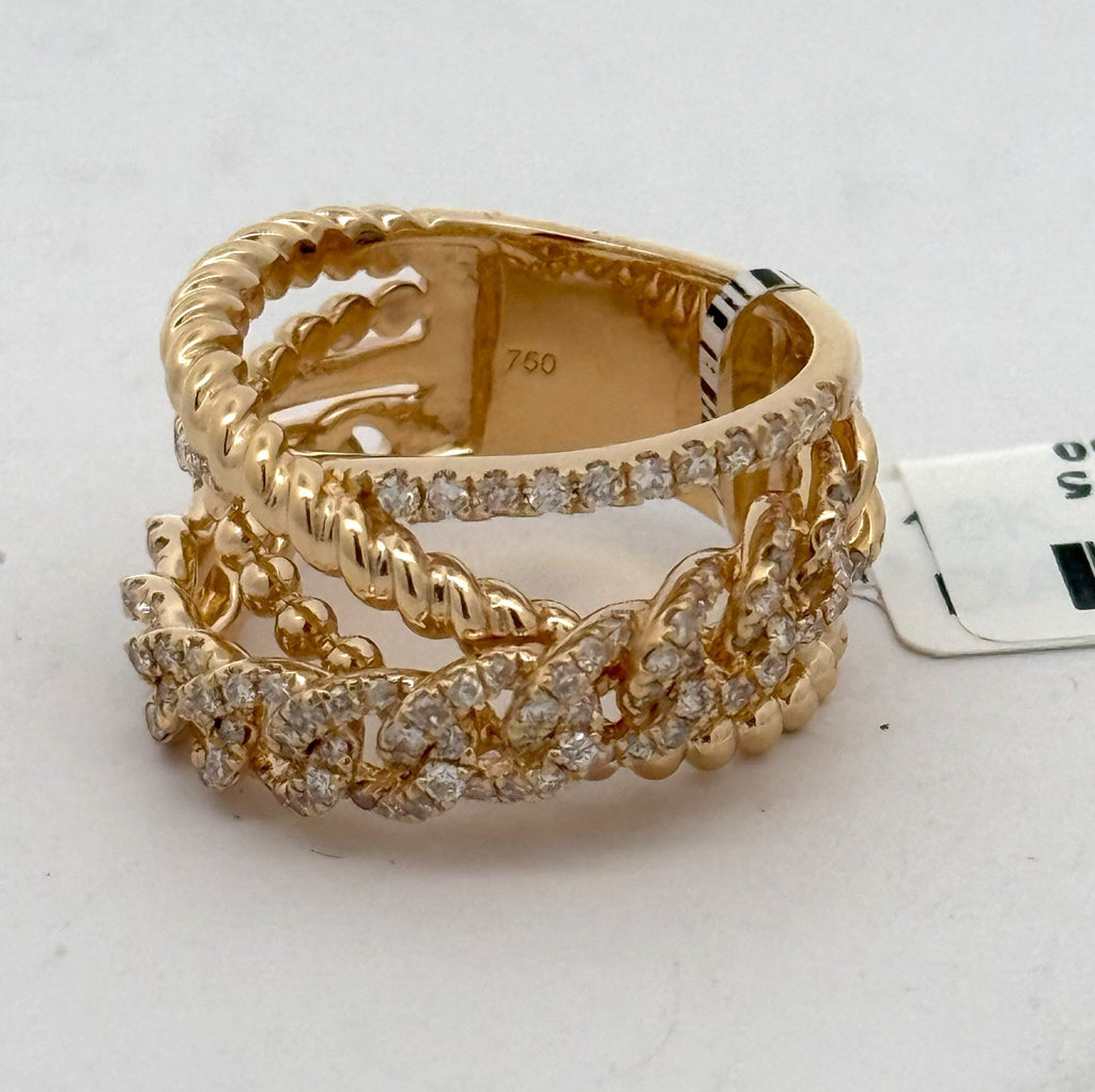 18k Yellow Gold Ladies 1.25 CT Diamond Fancy Ring, 11.6gm, Size 6.25 S16590