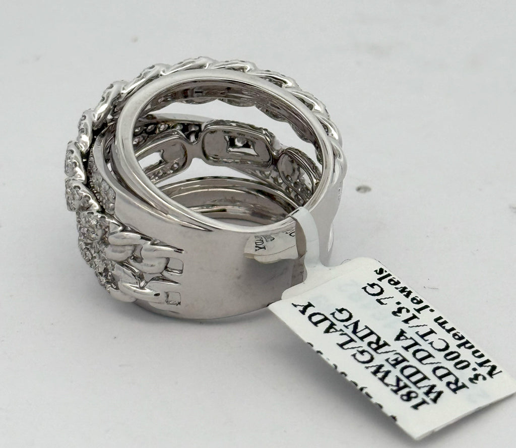 18k White Gold 3.00 CT Diamond Ring, 13.7gm, Size 6.5, S16586