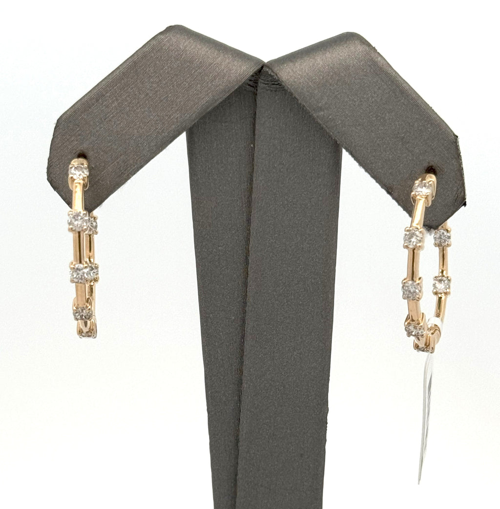 14k Yellow Gold 1.15 CT Diamond Inside Out Hoop Earrings, 5.7g, S16593