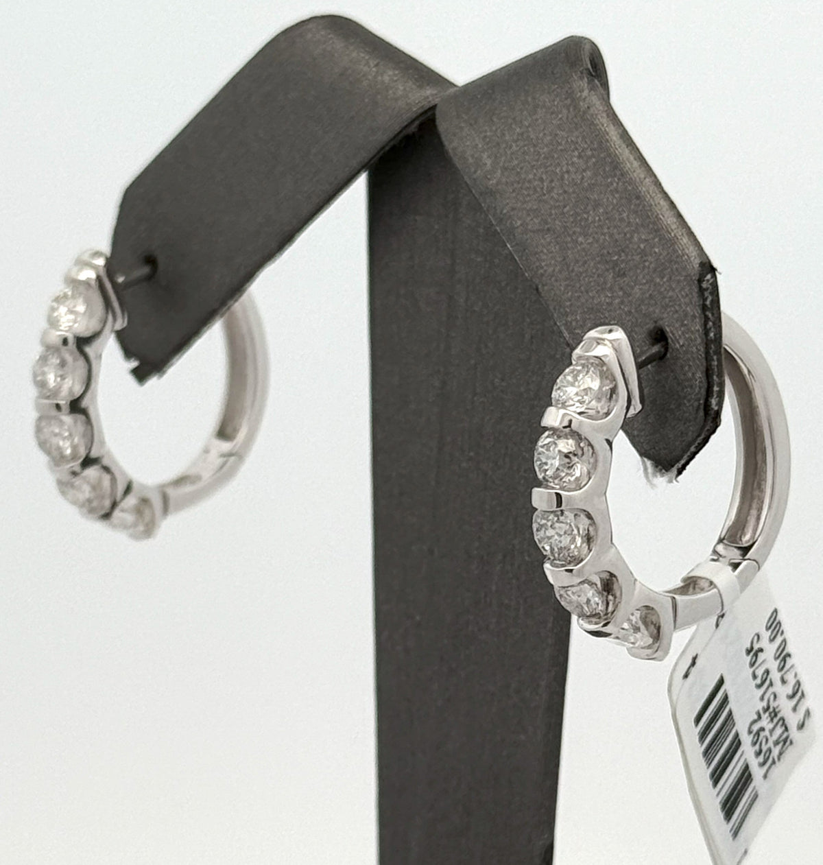 14k White Gold 2.45 CT Diamond Inside Out Hoop Earrings, 7.9gm, S16592