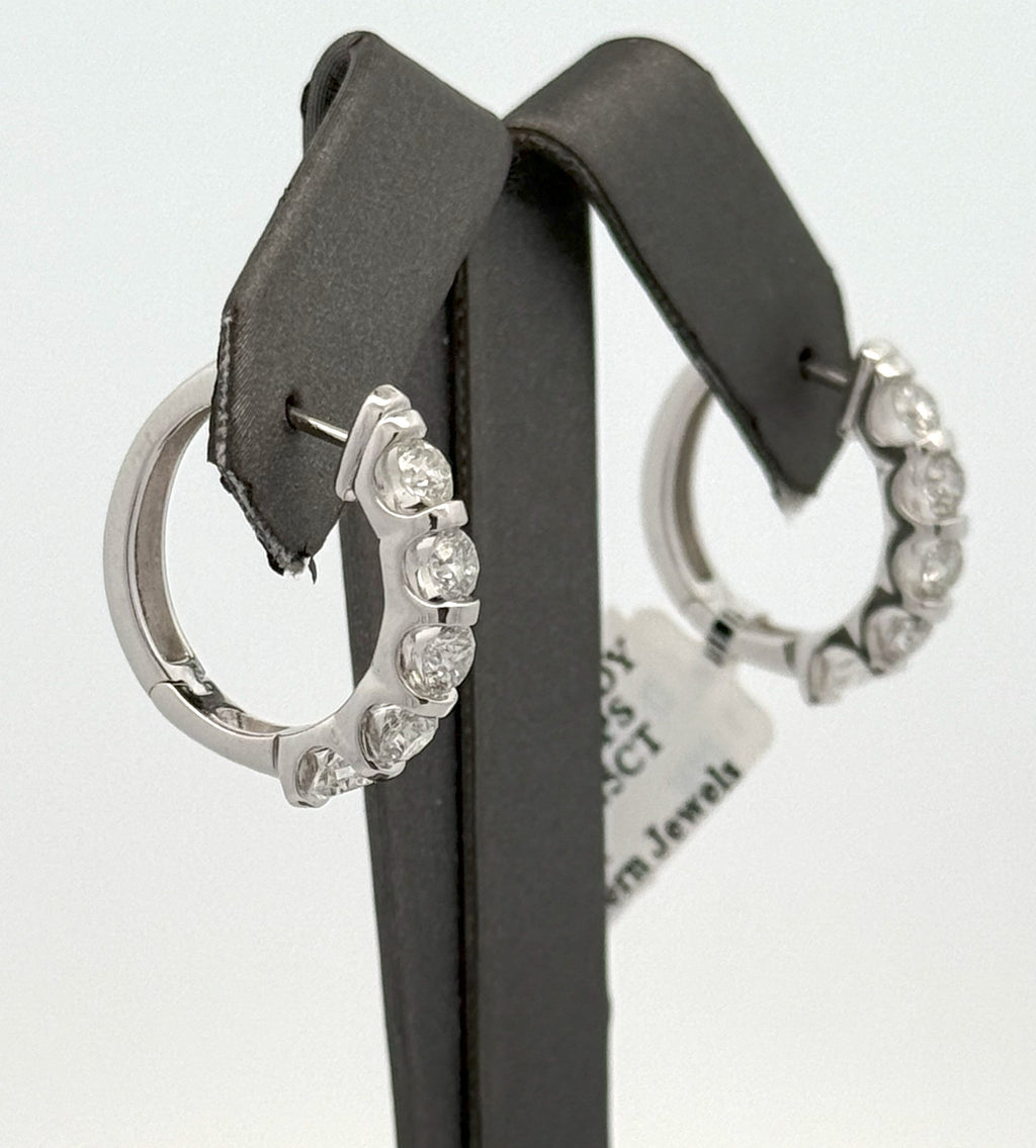14k White Gold 2.45 CT Diamond Inside Out Hoop Earrings, 7.9gm, S16592