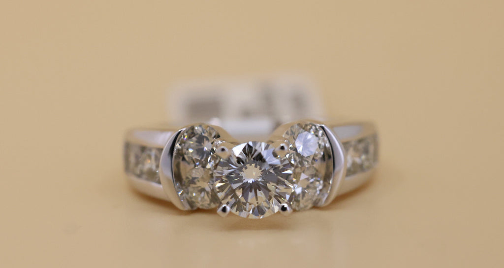 The Leo 14k White Gold 0.69 CT Round Cut Diamonds Engagement Ring, Size 4.25, 6.2g, S108890