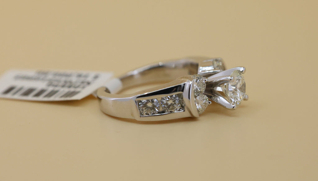 The Leo 14k White Gold 0.69 CT Round Cut Diamonds Engagement Ring, Size 4.25, 6.2g, S108890