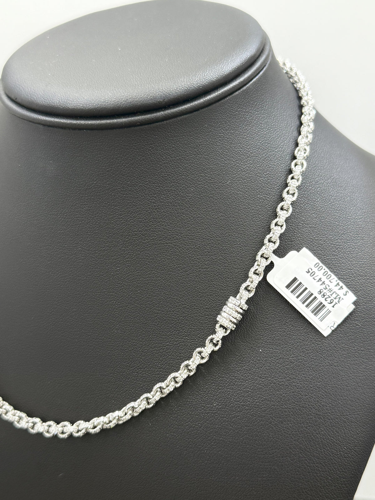 18k White Gold 3.75 CT Diamond Ladies Necklace, 26.9 G, 16", 16288