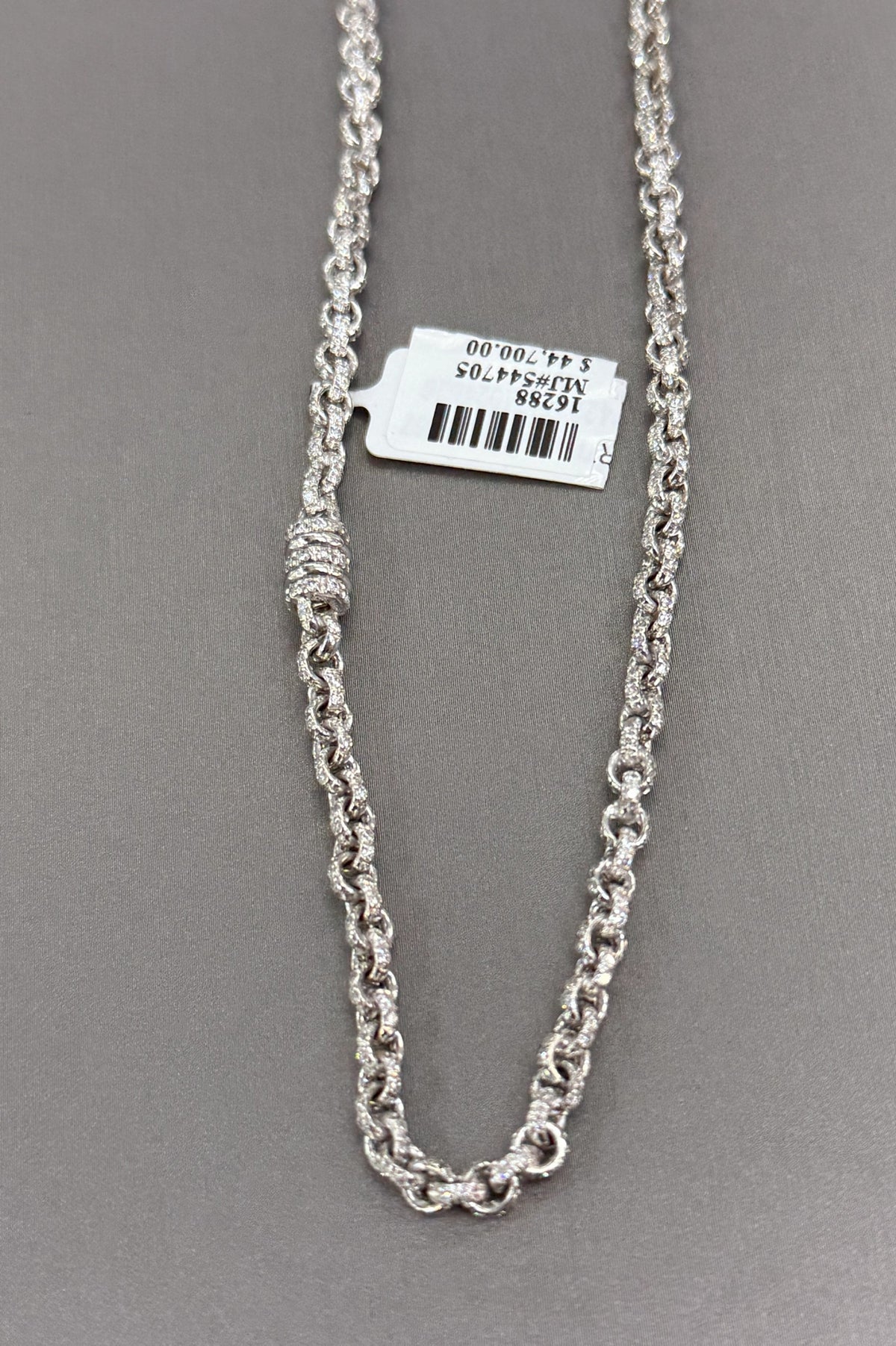 18k White Gold 3.75 CT Diamond Ladies Necklace, 26.9 G, 16", 16288