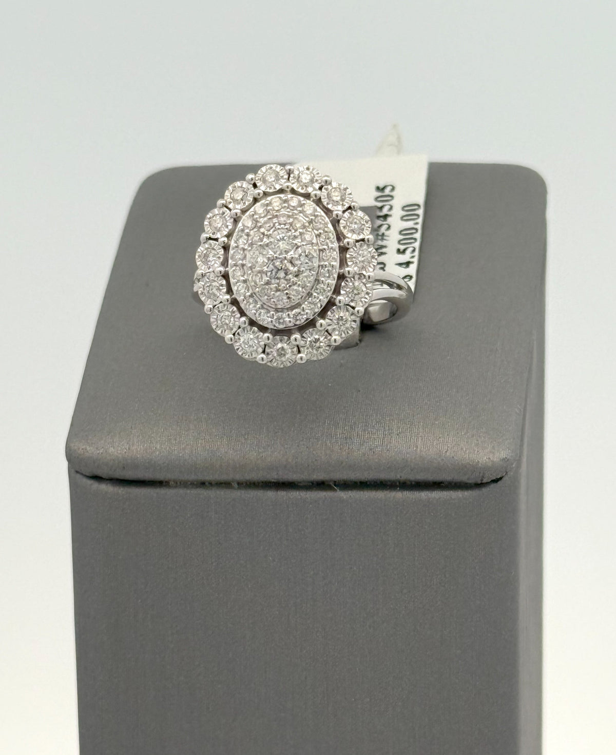 14k White Gold 0.75CT Diamond Cluster Ring Size 4.75, S108426